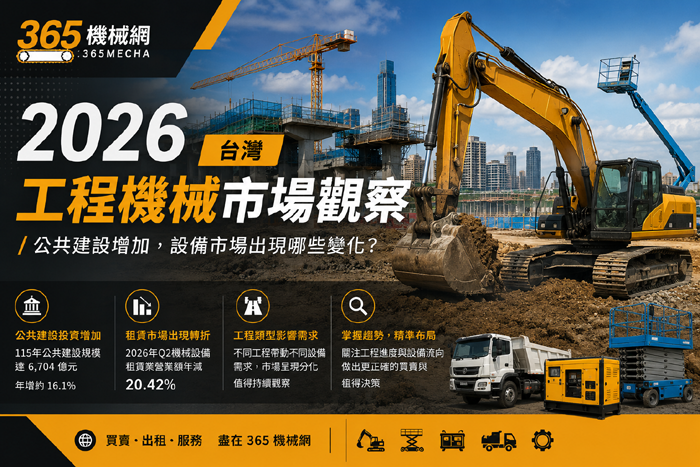 2026 台灣工程機械市場觀察：公共建設投資增加，設備租賃市場卻出現哪些變化？