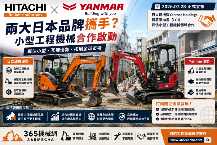 日立建機攜手Yanmar｜兩大日本品牌評估小型工程機械合作